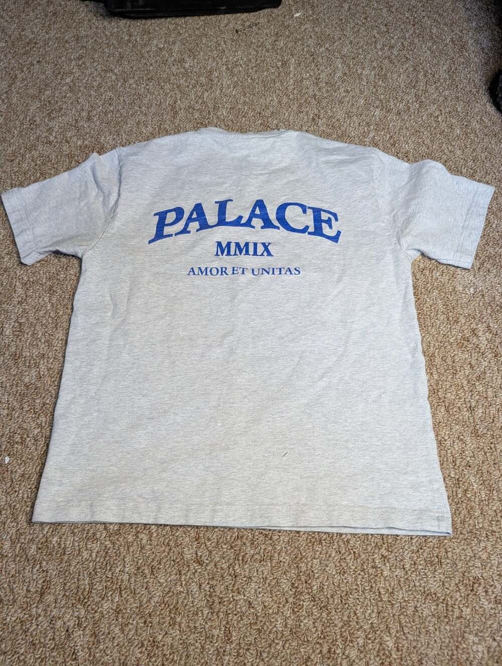 Palace Uni Heavy T-Shirt Grey Marl MMIX Amor Et Unitas